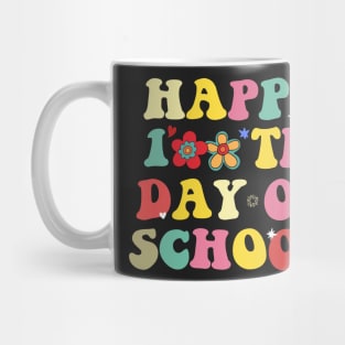 Happy 100 Days of School Teacher Kids Retro Groovy 100th Day Mug